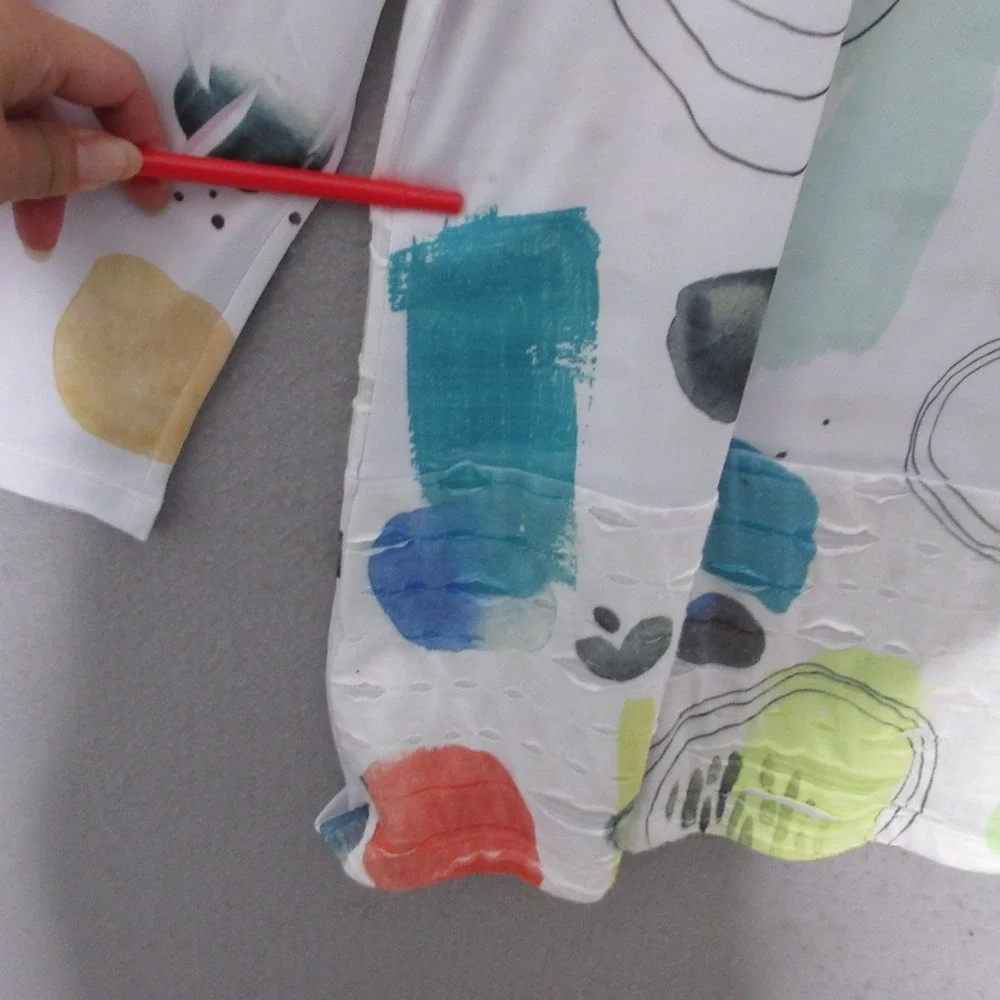 Jess & Jane Top Tunic Medium Colorful Geometric Distressed Art to Wear Lagenlook - Picture 10 of 12